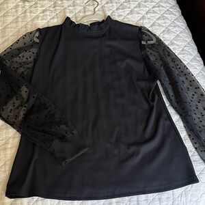 Elegant Black Sheer Sleeve Top